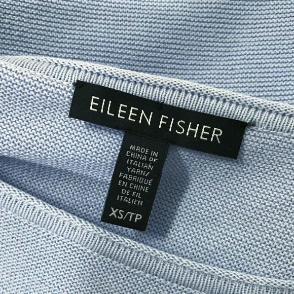 Eileen Fisher Sweater XS Organic Cotton Knit Pullover 3/4 Sleeve Periwinkle - Picture 4 of 8